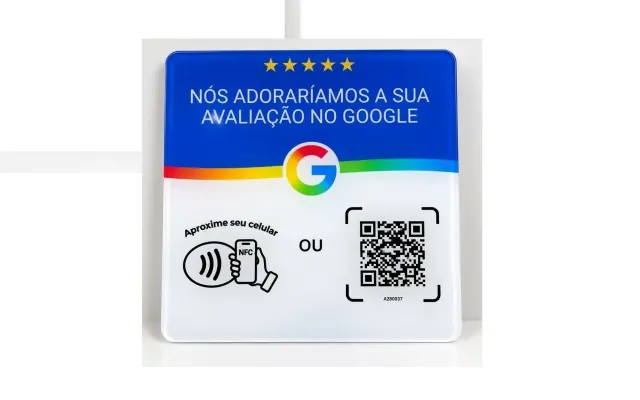 Placa de Avaliação GMN com tecnologia NFC e QR code - Azul