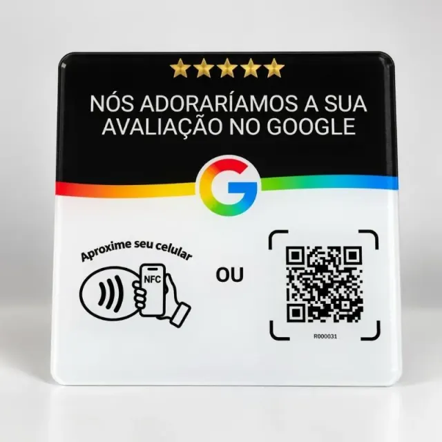 Placa de Avaliação GMN com tecnologia NFC e QR code - Preto