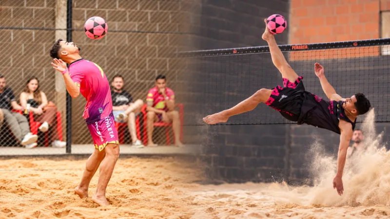 Seu jogo evolui na areia.