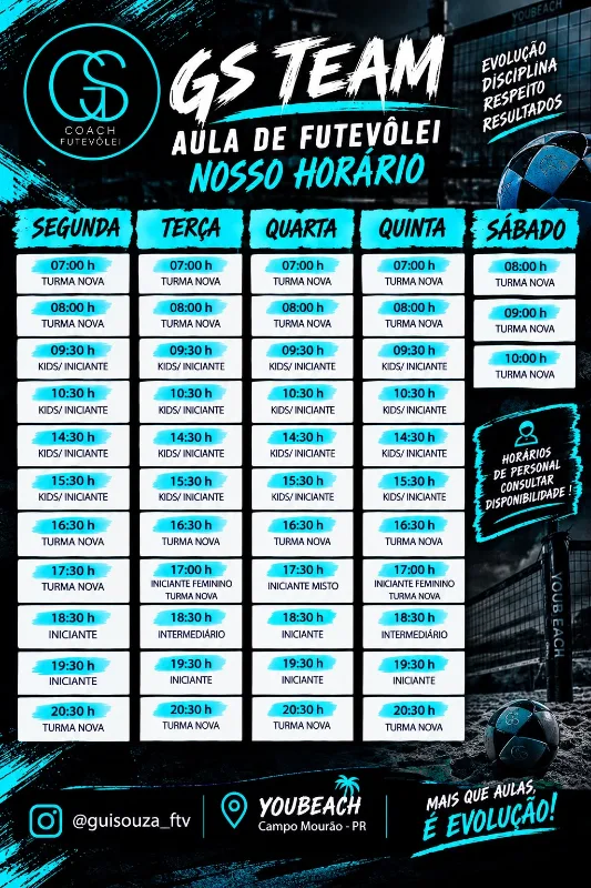Grade de horários GS Team • Youbeach