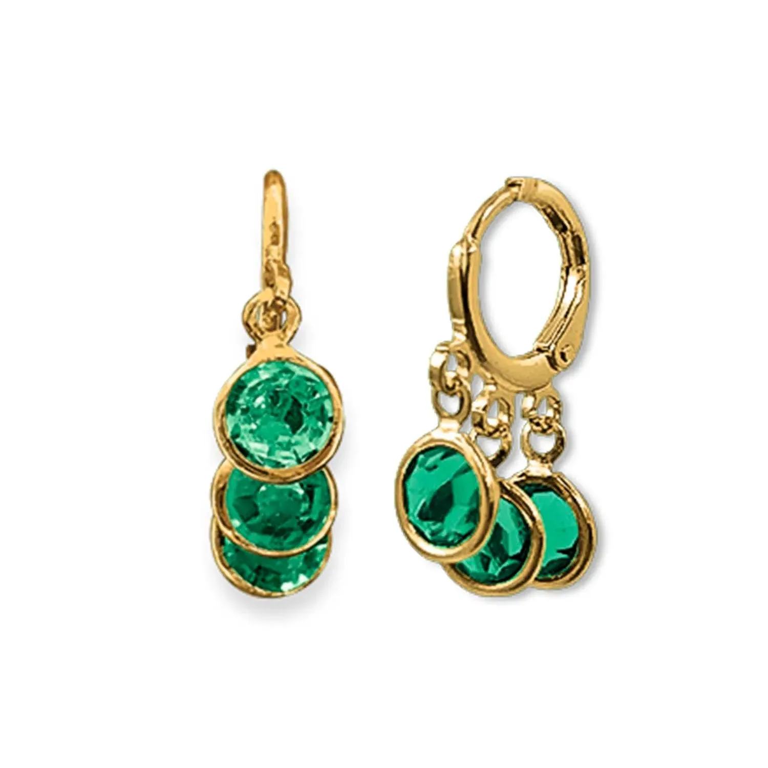 Brincos verde Folheados a Ouro com pedras de vidro