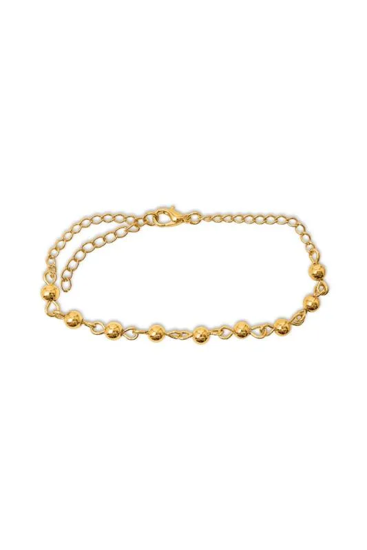 Pulseira Feminina de Bolinhas Folheada a Ouro