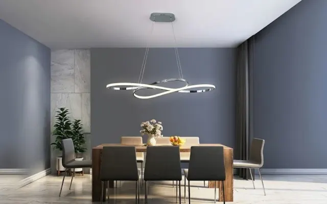 luminária pendente LED moderna em formato de onda/espiral
