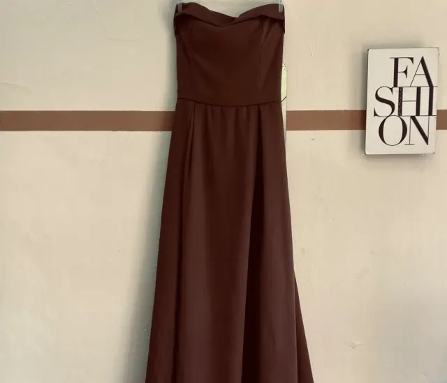 Vestido longo marrom tomara que caia