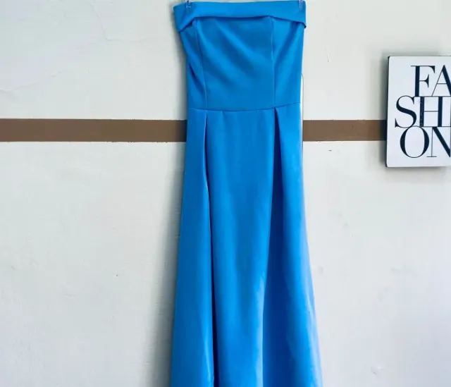 Vestido longo azul tomara que caia