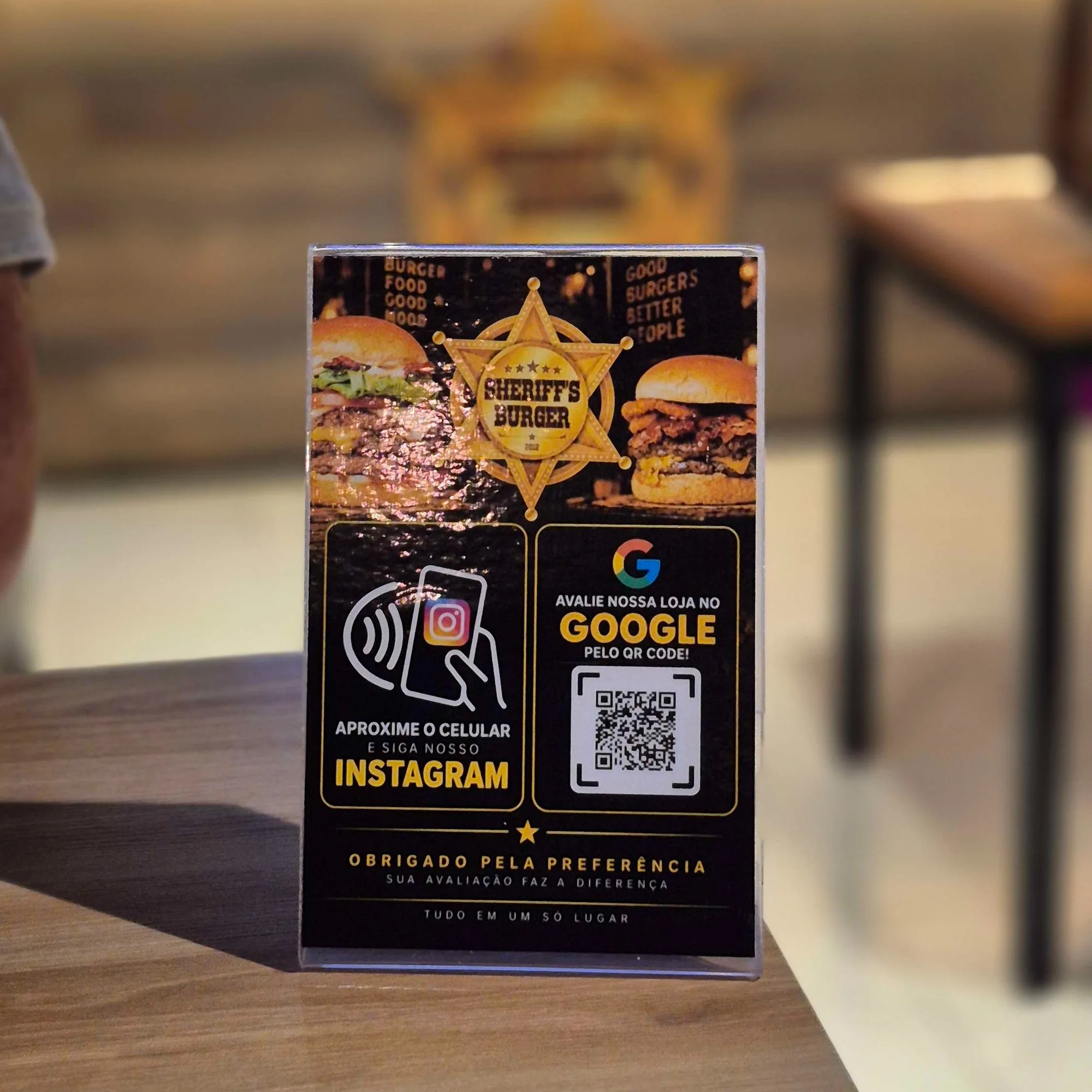 Placa Avaliação Google com QR Code e NFC aproximação
