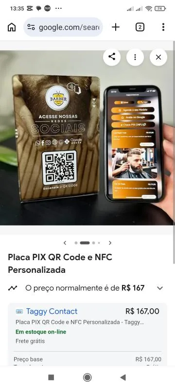 Placa Avaliação Google com QR Code e NFC aproximação